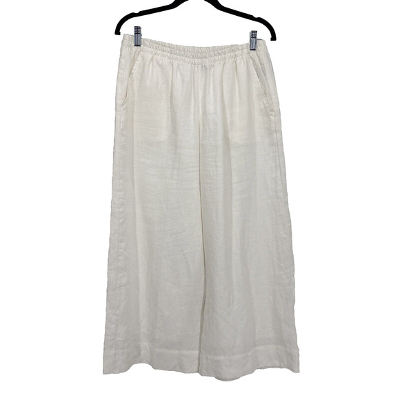 STELLA CARAKASI Linen Pants Medium White Wide Leg Coastal Lined Beach - Picture 1 of 8